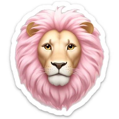 Lion "A pastel pink lion with a glowing, fluffy mane, shimmering eyes, and golden sparkles radiating from its majestic form." sticker