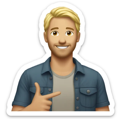 Happy 35 year old male with blonde hair giving the peace sign sticker
