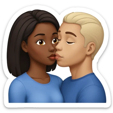 A black woman with a light skin man kissing  sticker
