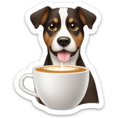 A dog serving a Capuccino  sticker