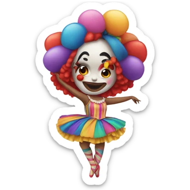 Ballerina dressed as a clown very colorful sticker