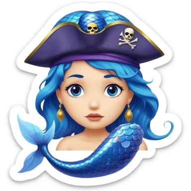 a sad mermaid wearing pirate hat  sticker