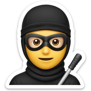 Create an emoji wearing a black ski mask not a creepy big smile though  sticker