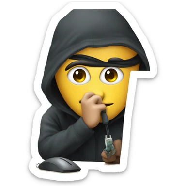 a thief sniffing an ethernet wire between two computers sticker