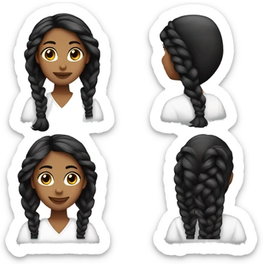 Mujer negra cabello largo con trenzas y maquillaje sticker