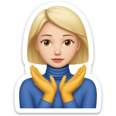 woman putting both hands around her neck  sticker