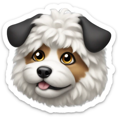 Fluffy Dog wearing a black bow on his head  sticker