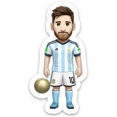 messi con la camiseta de argentina con la copa del mundo levantandola sticker
