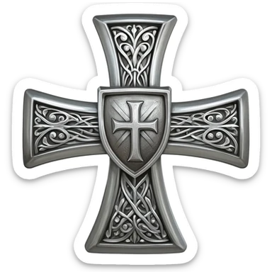 Silver Knight templar cross sticker