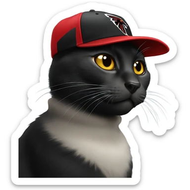 Black cat wearing falcons cap sticker