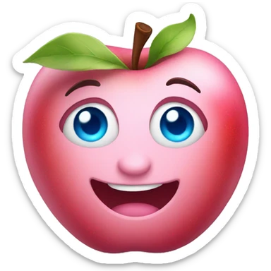 pink apple with blue eyes sticker
