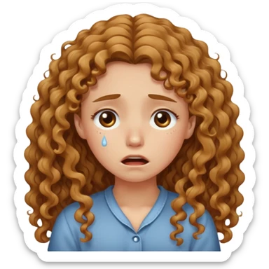 long light brown curly hair girl bawling  sticker