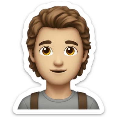 long brown hair boy, white, with brown eyes, and a little bit of beard sticker