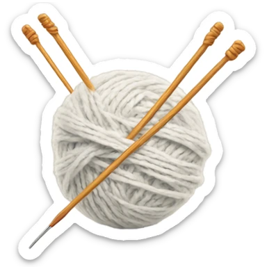 ball of yarn with two knitting needles sticker