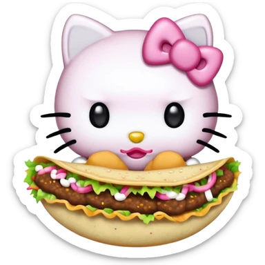 hello kitty eating tacos sticker