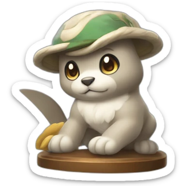 Icon of an auction house from Pokemon, stylistic features from Pokemon should be present and it is clear that auctions are held there sticker