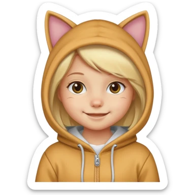 blonde girl kid in cat hoodie costume sticker