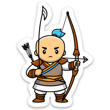 traditional Mongolian warrior bow and arrow sticker