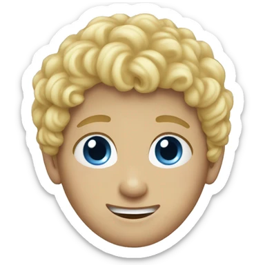 Curly blonde blue eyed boy sticker