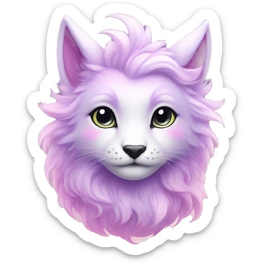 Kawaii colorful bright light pastel lilac-pink-white-gradient fantasy ethereal anthro fursona animal creature sticker