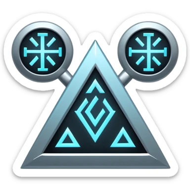 Pixel art of a mythic mouse cursor decorated with glowing runes, mysterious shimmer, artifact-like design, 32x32 sprite sticker