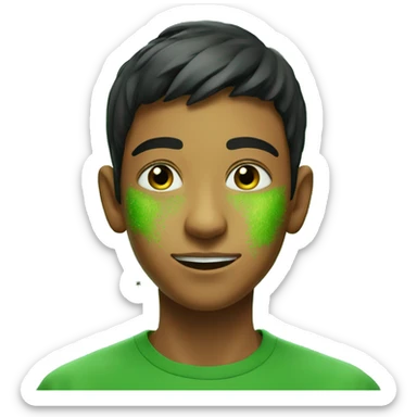 Indian teenager with green particles and flies surrounding him sticker