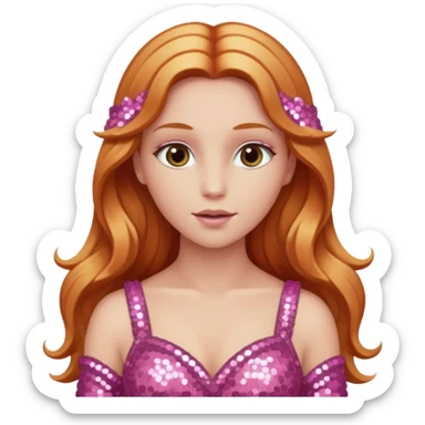 Venus, God of Sky from Gods and Goddesses with long reddish blonde hair, pink sequin outfit sticker