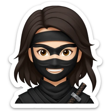 i need girl ninja smile with long dark brown hair sticker