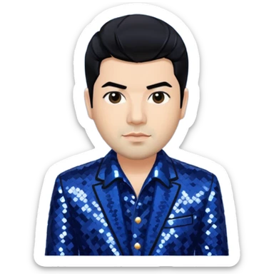 Chino Moreno with black hair, navy blue sequin outfit  sticker