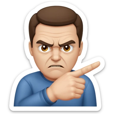 angry man pointing fingure at his own face sticker