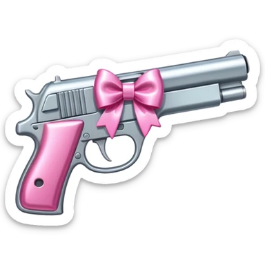 Gun with pink bow sticker