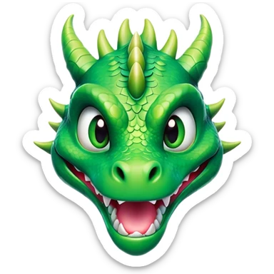 Cinematic Comical Dragon Portrait Emoji, Head tilted dramatically with an exaggeratedly amused expression, featuring a striking, glossy scaled body with bold, angular features and wide, expressive eyes filled with playful disbelief, Simplified yet hilariously expressive features, highly detailed, glowing with a slightly sassy, otherworldly glow, high shine, dramatic yet playful, stylized with an air of cheeky mythical mischief, soft glowing outline, capturing the essence of a spirited and over-the-top dragon that looks ready to breathe fire into internet fame instantly! sticker