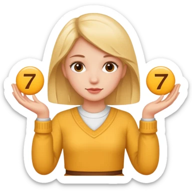 girl holding a six in one hand and a seven in the other hand sticker