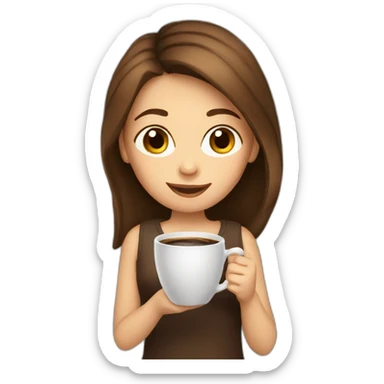 A girl with brown hair drinking coffee sticker