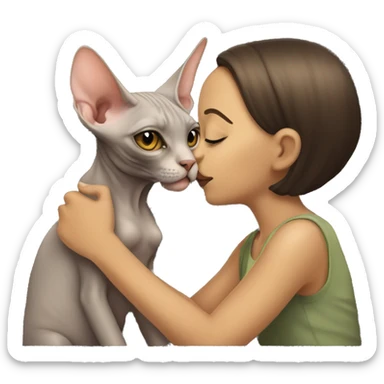 Sphinx cat and girl kissing it sticker