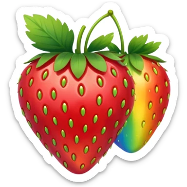 a rainbow with strawberries sticker