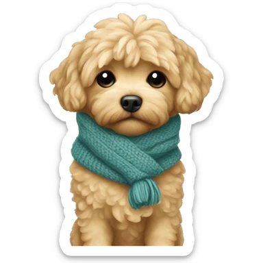 golden shipoo in a knitted scarf sticker