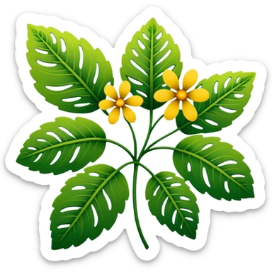 dull green leaves & dull colorful flowers filigree design, leaf shapes, flower shapes, nature shapes, toxic nature, toxic plants sticker