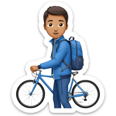 Commuter + blue jacket + backpack, City Cyclists. sticker
