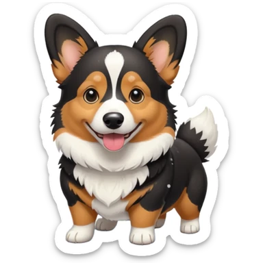 black tricolor corgi in snow sticker