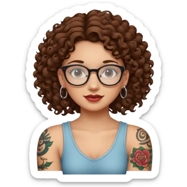 curly glasses earring tattooed girl sticker