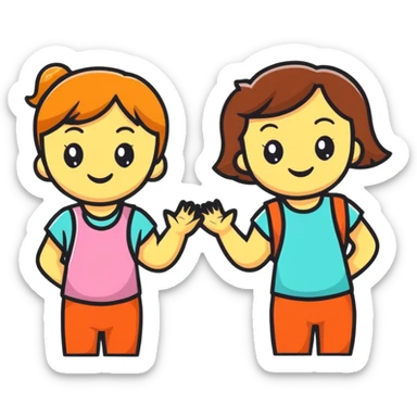 two girls friends smiling sticker