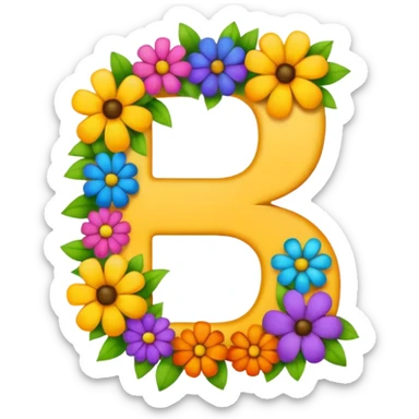 bold number 7 emoji with colorful flowers outlining the shape but not covering it sticker