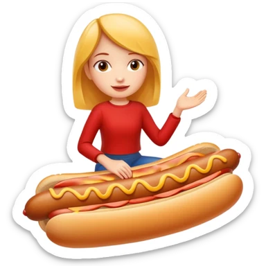 Girl riding a hotdog without the bun sticker