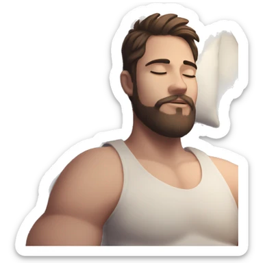 Very attractive younger man with beard  sleeping on worlds most plush and nice pillow   sticker