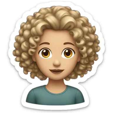 caucasian girl with curly hair sticker
