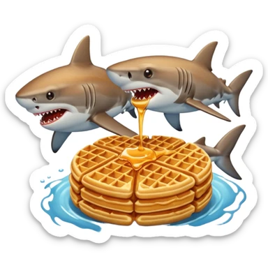 Waffles eating sharks  sticker