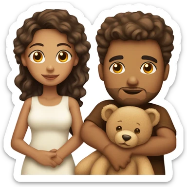 Beautiful light skin girl with husband brown handsome with teddy bear  sticker