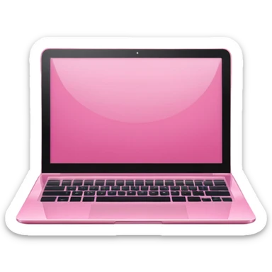  pink pink laptop with a sleek modern design, open screen, soft lighting and reflections, minimal aesthetic, isolated on transparent background, realistic style sticker