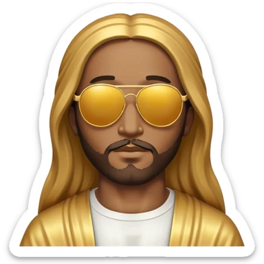 Rejoicing golden jesus figure sunglases sticker